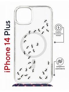 Чехол на iPhone 14 Plus MagSafe с принтом Kruche Print Муравьи с магнитом, со шнурком КruЧЕ