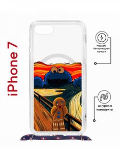 Чехол на iPhone 7/8/SE 2020,2022 MagSafe Kruche Print Cookie Scream с магнитом, со шнурком КruЧЕ
