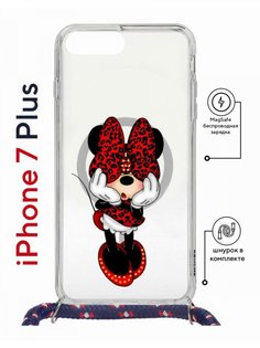 Чехол на iPhone 7 Plus/ 8 Plus MagSafe Kruche Print Минни с магнитом, со шнурком КruЧЕ