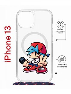 Чехол на iPhone 13 MagSafe с принтом Kruche Print FNF Boyfrend с магнитом, со шнурком КruЧЕ