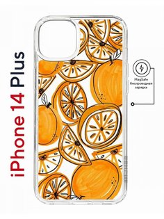Чехол на iPhone 14 Plus MagSafe с принтом Kruche Print Апельсины противоударный с магнитом КruЧЕ