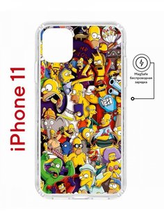 Чехол на iPhone 11 MagSafe с принтом Kruche Print Симпсоны противоударный с магнитом КruЧЕ