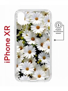 Чехол на iPhone XR MagSafe с принтом Kruche Print Ромашки противоударный с магнитом КruЧЕ