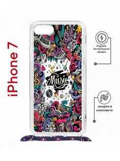 Чехол на iPhone 7/8/SE 2020,2022 MagSafe Kruche Print Music с магнитом, со шнурком КruЧЕ