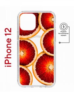 Чехол на iPhone 12/12 Pro MagSafe с принтом Kruche Print Orange противоударный с магнитом КruЧЕ