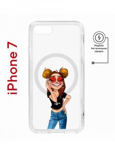 Чехол на iPhone 7, 8, SE 2020 2022 MagSafe Kruche Print Smiling противоударный с магнитом КruЧЕ