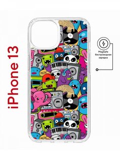 Чехол на iPhone 13 MagSafe с принтом Kruche Print Monsters music противоударный с магнитом КruЧЕ