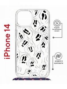 Чехол на iPhone 14 MagSafe с принтом Kruche Print Призраки с магнитом, со шнурком КruЧЕ