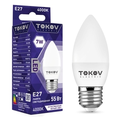 Лампа светодиодная Tokov Electric свеча матовая 7w цоколь E27 естественный свет