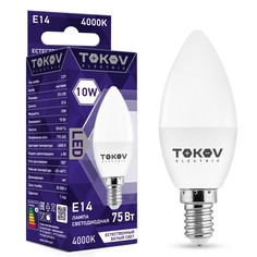 Лампа светодиодная Tokov Electric свеча матовая 10w цоколь E14 естественный белый свет