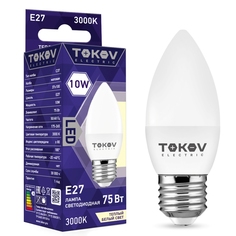 Лампа светодиодная Tokov Electric свеча матовая 10w цоколь E27 теплый свет