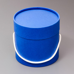 Подарочная коробка, круглая, синяя,с шнурком, 12 х 12 см No Brand