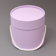 Подарочная коробка, круглая, лавандовая,с шнурком, 12 х 12 см No Brand