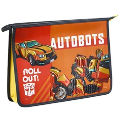 Папка для труда а4, на молнии, с эффектом металлика, трансформеры Hasbro