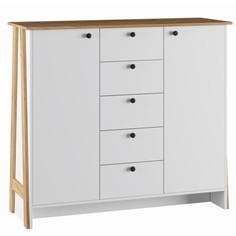Комод теодора с дверьми, 1290х421х1106, белый/крафт золотой No Brand