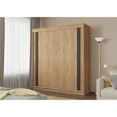 Шкаф-купе 1500 тодор, 1500х620х2200, дуб крафт золотой/черный глянец No Brand