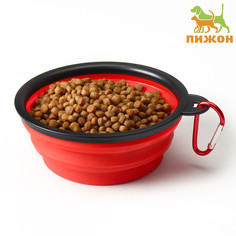Миска силиконовая, складная, 350 мл, 11 см, красная Пижон