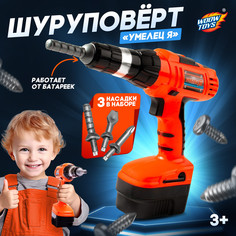 Шуруповерт + 3 насадки, работает от батареек Woow Toys