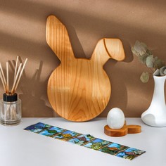 Пасхальный набор adelica, подставка для яиц заяц 1 ячейка, сервировочная доска, термонаклейки 7 шт, береза