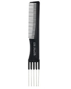 Расческа плоская для начеса с металлическими зубьями, черная 19,3см 301-106#1 Di Valore