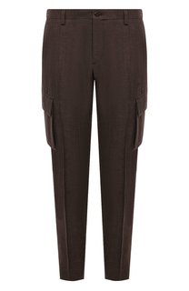 Брюки-карго из шерсти и льна Corneliani