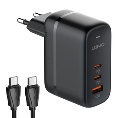 Зарядное устройство Ldnio Q366 3xUSB 3.3-20V 65W + кабель PD Black LD_C3473