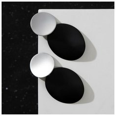 Серьги пусеты Queen Fair, черный, белый