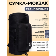 Сумка спортивная , 27 л, 24х45х24 см, ручная кладь, черный