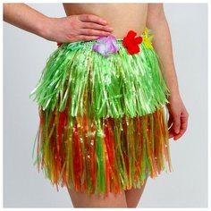 Гавайская юбка, 40 см, двухцветная зелёно-разноцветная Страна Карнавалия