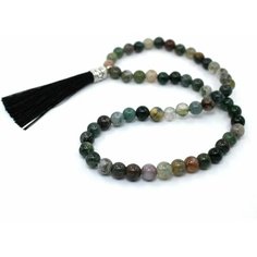 Браслет-нить Handinsilver ( Посеребриручку ) Браслет-четки из глянцевого индийского агата 6мм с кисточкой., агат, 1 шт., размер 34 см, диаметр 6 см, серый, бордовый