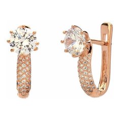 Серьги Эстет, серебро, 925 проба, золочение, фианит, бесцветный