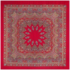 Платок Павловопосадская платочная мануфактура,125х125 см, красный, бордовый