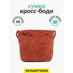 Сумка кросс-боди Big Bang Socks, фактура бархатистая, коричневый