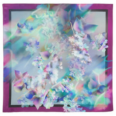 Платок Павловопосадская платочная мануфактура,65х65 см, мультиколор, голубой