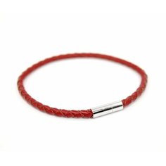 Плетеный браслет Handinsilver ( Посеребриручку ) Браслет плетеный кожаный с магнитной застежкой, 1 шт., размер 22 см, красный