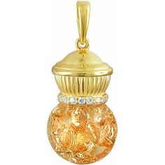 Подвеска Эстет, серебро, 925 проба, золочение, фианит