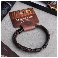 Браслет Queen Fair, кожа, размер 21 см, коричневый, черный