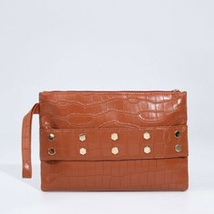 Сумка клатч , фактура под рептилию, коричневый