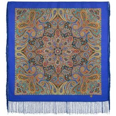Платок Павловопосадская платочная мануфактура,89х89 см, красный, желтый