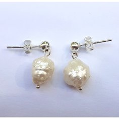 Серьги пусеты ARMONIA, жемчуг культивированный, белый, серебряный