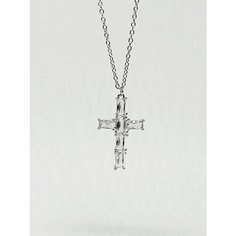 Колье VERBA, циркон, длина 40 см, серебряный, бесцветный