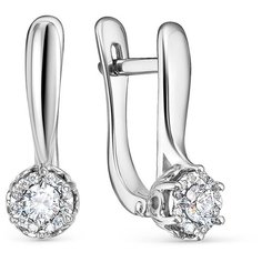 Серьги Vesna jewelry, белое золото, 585 проба, родирование, бриллиант, бесцветный