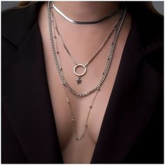 Колье Queen Fair, длина 70 см, золотой, серебряный