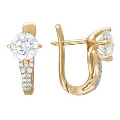Серьги Эстет, серебро, 925 проба, золочение, фианит, бесцветный
