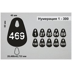 Номерок для гардероба 19259, гладкая фактура, 300 шт., черный
