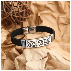 Жесткий браслет Queen Fair, металл, 1 шт., размер 22 см, черный, серебристый