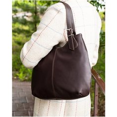 Сумка тоут L-CRAFT, фактура гладкая, коричневый