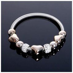 Браслет Queen Fair, стразы, стекло, 1 шт., размер 6.5 см, диаметр 6.5 см, серебристый, белый