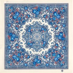 Платок Павловопосадская платочная мануфактура,72х72 см, голубой, синий