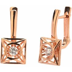 Серьги Эстет, серебро, 925 проба, золочение, фианит, бесцветный